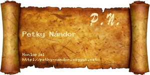 Petky Nándor névjegykártya