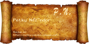 Petky Nándor névjegykártya