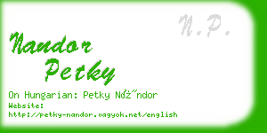 nandor petky business card